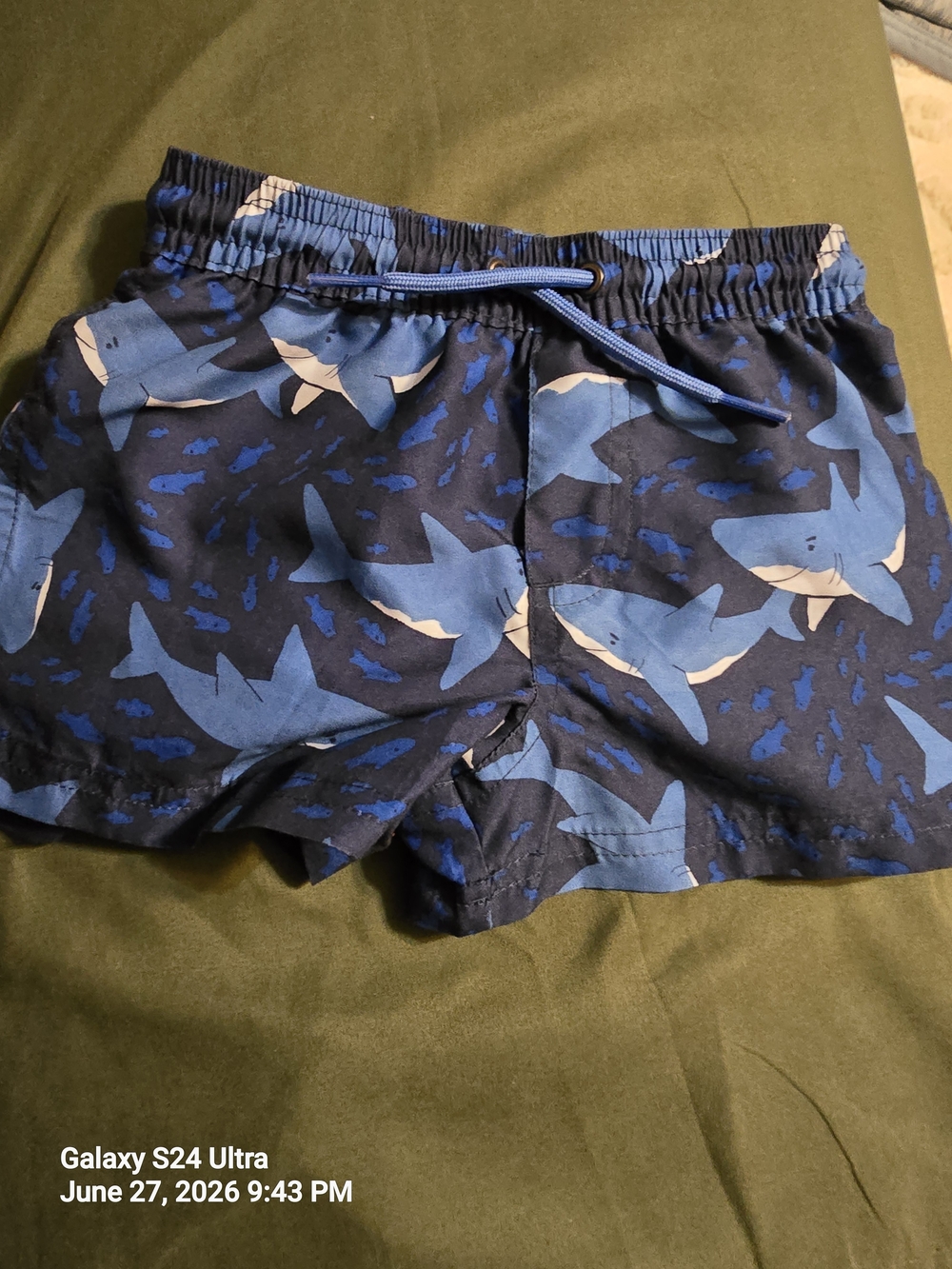 NWOT Carter toddler  boys blue shark swim trunks 18 months